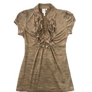 Elegant Brown Ruffle Mini Dress